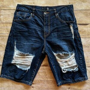 G by Guess Mens Slim Fit Sz 31" Distressed Denim Shorts‎ Ripped Jean Shorts